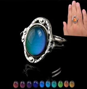 Women Fashion Mood Ring Vintage Retro Color Change Emotion Feelin Adjustable - Picture 1 of 12