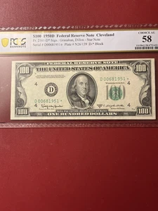 1950-D $100 Federal Reserve Note Cleveland PCGS 58 - Picture 1 of 2
