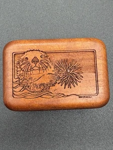 CAJA BARATIJA MADERA CEREZO SALVAJE GOPHER GRABADO LÁSER, FIRMADO - Imagen 1 de 5