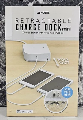 North Retractable Charge Dock Charging Station 2 Micro-USB 2 Lightening Cables - Image 1 of 2