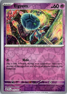 Elgyem - SV05: Temporal Forces #073/162 Reverse Holo Common - Image 1 of 2