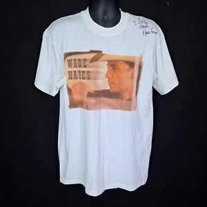 Vintage 2000 Wade Hayes Country Band White T Shirt Mens Sz L Signed - Picture 1 of 5