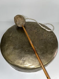 Chinese Brass Chao Gong With Striker Authentic - Picture 1 of 4