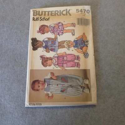 Butterick 5470 Ruth Scharf Baby Toddler Romper Overalls Pattern Size L-XL UNCUT - Image 1 of 4