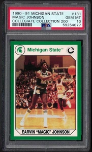 1990 MICHIGAN STATE SPARTANS COLLEGIATE #131 MAGIC JOHNSON HOF PSA 10  #59254077 - Picture 1 of 2