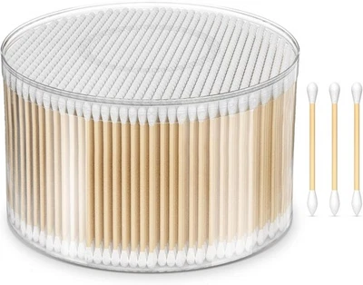 500 Count Cotton Swabs Round & Pointed Tip, Wooden Sticks Storage Box - Image 1 of 4
