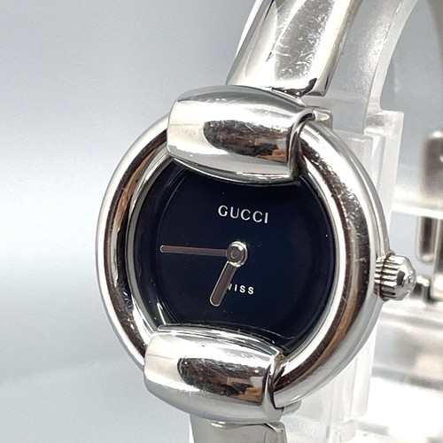 【Quasi Come Nuovo】 Orologio Donna Vintage GUCCI 1400L Quadrante Nero Quarzo Argento GIAPPONE