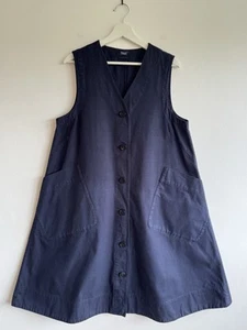 Toast Navy Indigo Denim Midikleid Knopfleiste Trägertaschen Größe L Utility - Bild 1 von 8