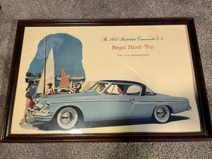 Letrero de exhibición de distribuidor de cartón Studebaker Commander 1955 enmarcado profesionalmente - Imagen 1 de 7