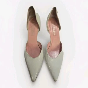 Escada D'orsay Embossed Lizard Pumps Light Blue Green Lather Size 5.5-6 - Picture 1 of 14