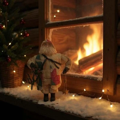 Primitive Folk Art Handmade Santa Claus Doll 1991 Signed by Artists - Image 1 of 4