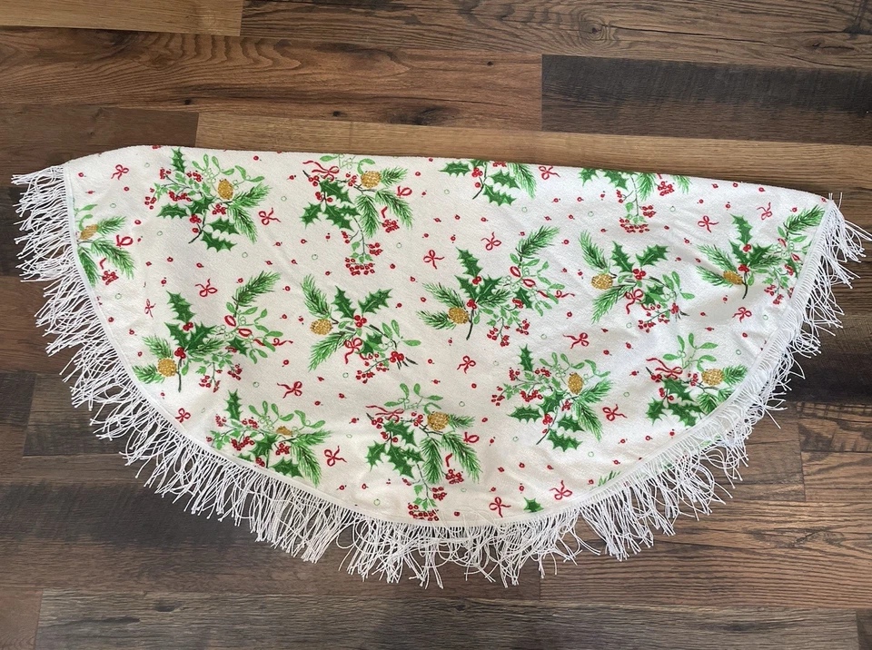 Mantel Navidad TERRY PATH REDONDO 51" 58" Conos de Pino Acebo Bayas Foto 1 de 4