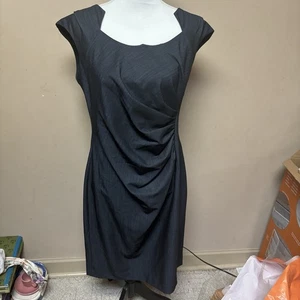 Womens Size 14 CALVIN KLEIN GRAY SHEATH DRESS gathered side, stretch - Picture 1 of 11