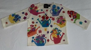 Cárdigan Suéter Vintage Años 90 Michael Simon S Flor Fieltro Bordado Caprichoso RARO - Imagen 1 de 7