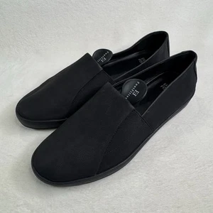 Eileen Fisher Damen-Halbschuhe Slipper Größe 9 schwarz genarbtes Leder flache Schuhe - Bild 1 von 9