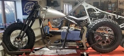 Black Adventure Bobber ST Frame Antique Springer Rolling Chassis,Shift Tank,Solo - Image 1 of 4