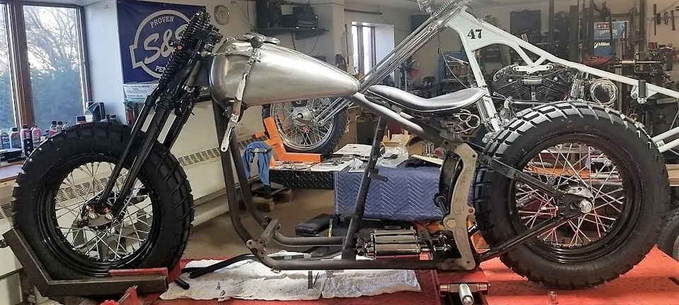 Black Adventure Bobber ST Frame Antique Springer Rolling Chassis,Shift Tank,Solo - Image 1 of 4