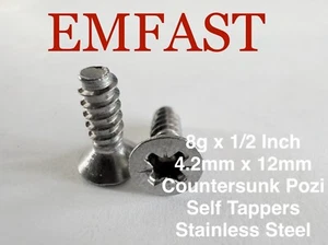 8g x 1/2 BLUNT POINT POZI PAN SELF TAPPING SCREWS A2 STAINLESS STEEL TAPPERS #8 - Picture 1 of 2