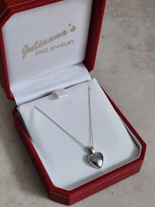 14K White Gold Puffed Heart Pendant Necklace Dainty Minimalist Gift For Her - Bild 1 von 13