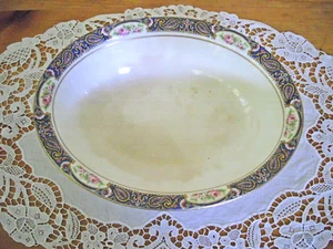 Vintage Albright China Blue & Gold Paisley Oval Serving Bowl ~ 7" x 9 1/4" ~ - Picture 1 of 7