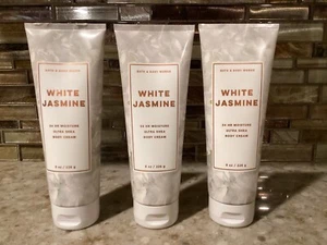 3 X Bath and Body Works WHITE JASMINE 24 HR Ultra Shea Body CREAM 8oz FREE SHIP - Picture 1 of 2