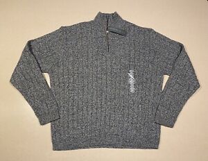 NWT Oscar de la Renta Sweater Cable Knit Mens Sz XXL Grey White 1/4 Zip Comfy