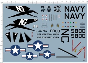 Calcomanía de agua con marcas de combate a escala 1:48 de la Fuerza Aérea de los Estados Unidos USAF F-4J Phantom II VF-96 - Imagen 1 de 1