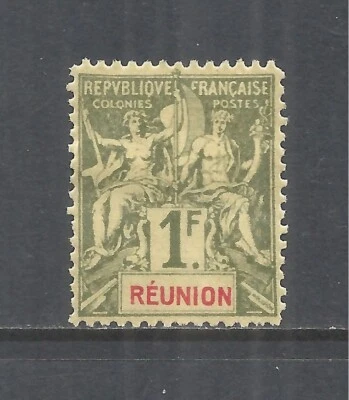 REUNION SCOTT 52 MNG F/VF - 1892 1f BRNZ GREEN/STRAW NAVIGATION & COMMERCE ISSUE - Image 1 of 2