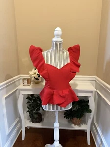 EXPRESS Sweetheart Neckline Flutter Sleeve Peplum Ruffle Top Red Size Medium NWT - Picture 1 of 3