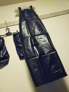 Shiny navy blue thick PVC vinyl apron and arm cover set long waterproof - Picture 1 of 8