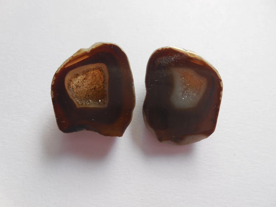 Par de ágata cabujón crudo geoda brillante cueva druzy de 2 Ps cuarzo suelto natural Foto 1 de 4