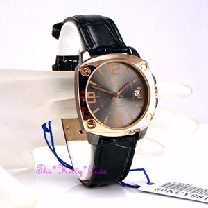 Clásico OMAX OroRosa Chapado Acero Unisex Cuero Fecha Visualización Reloj KCY081 - Picture 1 of 10