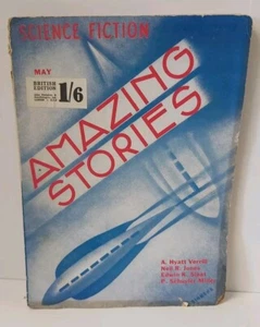 Vintage Sci Fi 30s Amazing Stories A. H Verrill Pulp Fiction Novel Magazine Book - Imagen 1 de 7