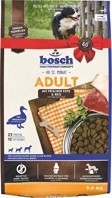 Bosch HPC Adult mit Ente & Reis Hunde-Trockenfutter für ausgewachsene Hunde, 3kg - Bild 1 von 4