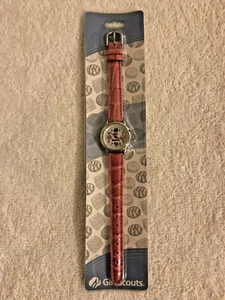 Girl Scouts Watch Cookies with Pink Leather Band New in Pack Dakota Stainless St - Picture 1 of 7