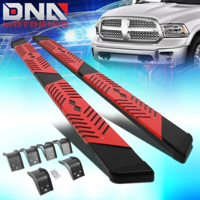 For 2009-2022 Dodge Ram Quad Cab 5.5"Side Step Nerf Bar Running Board Black/Red - Image 1 of 4
