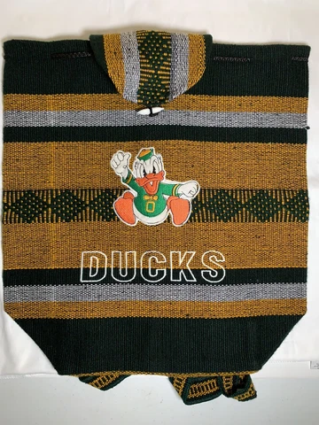 University of Oregon Ducks Woven Knit Backpack Drawstring Cinch Bag Green Yellow Cover