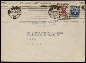 Spain - Civil War - Edi or 688 + Local Mallorca - Palm envelope to Rome + - Picture 1 of 1