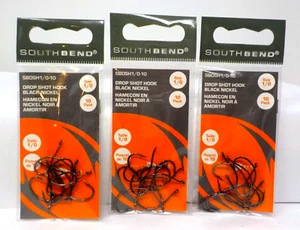 South Bend Drop Shot Hook Black Nickel Size 1/0 10pk SBDSH1/0-10 (x3)  **New** - Picture 1 of 2