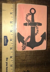 Shortiez Ink Wood Hand Painted Maine Anchor Ship Boat Silhouette Summer Sign - Picture 1 of 2