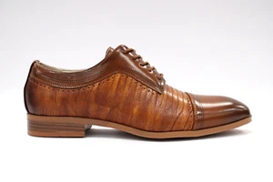 Zapatos de vestir de encaje con estampado de lagarto sintético tostado Antonio Cerrelli 7039 para hombre - Imagen 1 de 6