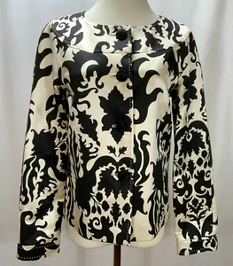 New Tory Burch Silk Cotton Lightweight Print Lined Jacket Blazer Long Sleeves - Picture 1 of 9