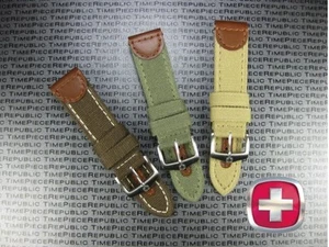 New 20mm Top Quality Brown CANVAS LEATHER STRAP Army Band Wenger Swiss 20 - Picture 1 of 14