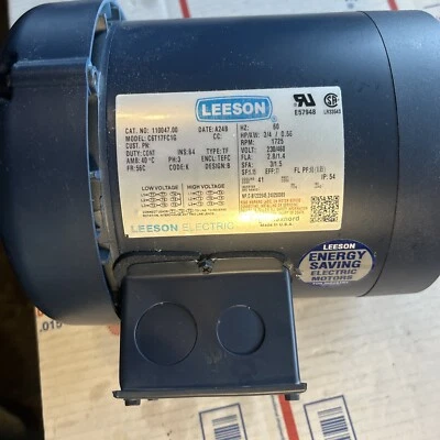 Leeson 110047.00 General Purpose Motor 0.75 HP 3PH 230/460V 1725 RPM 56C Fr LPU - Image 1 of 4