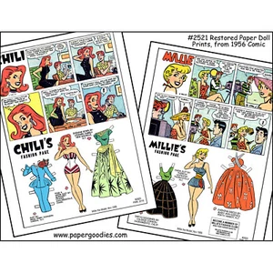 DUE stampe PaperDoll Millie the Model 1956: Chili & Millie Stan Lee Art #2631 - Foto 1 di 1