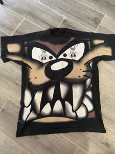 VTG 1997 WB Looney Tunes Taz Shirt All Over Print Bugs Bunny Tasmanian READ - Picture 1 of 9