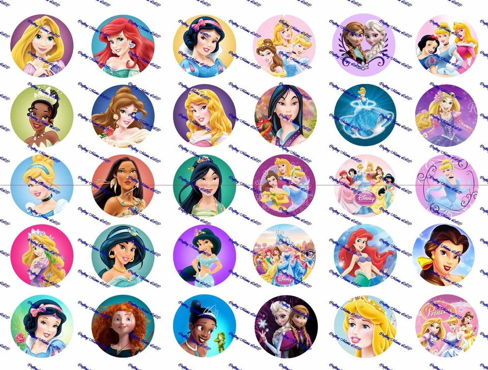 Juego de imágenes de tapa de botella de princesas precortadas de 1" 2 Foto 1 de 1