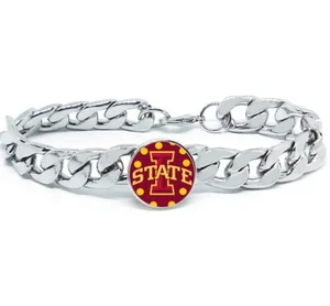 Iowa State Cyclones Mens 8" Link Chain Bracelet Jewelry Gift D4 - Picture 1 of 6