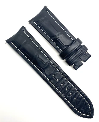 Correa de reloj Breitling 22 mm x 20 mm cocodrilo negro 1018 PS nueva auténtica OEM Foto 1 de 4