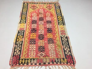 Antigua alfombra turca Kilim en mal estado vintage antigua casa de campo Kelim 150x88 cm - Imagen 1 de 11